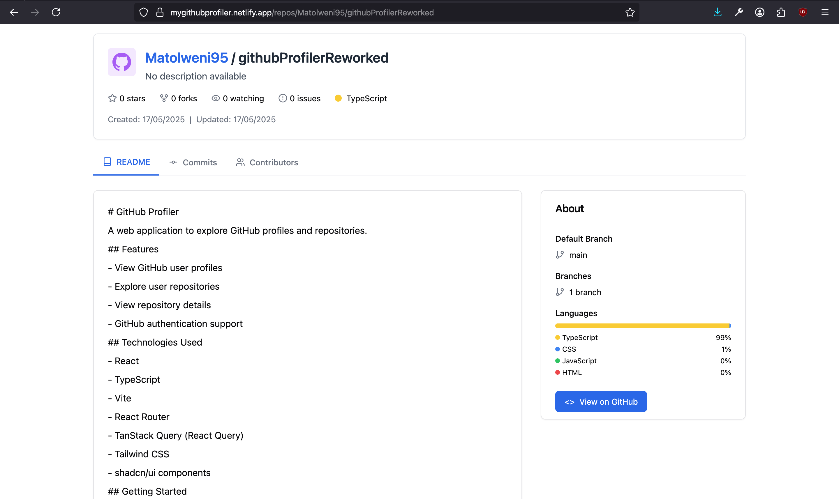 GitProfiler - View 2